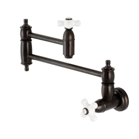 Kingston Brass KS3105PX Two-Handle Wall Mount Pot Filler, Oil Rubbed Bronze KS3105PX